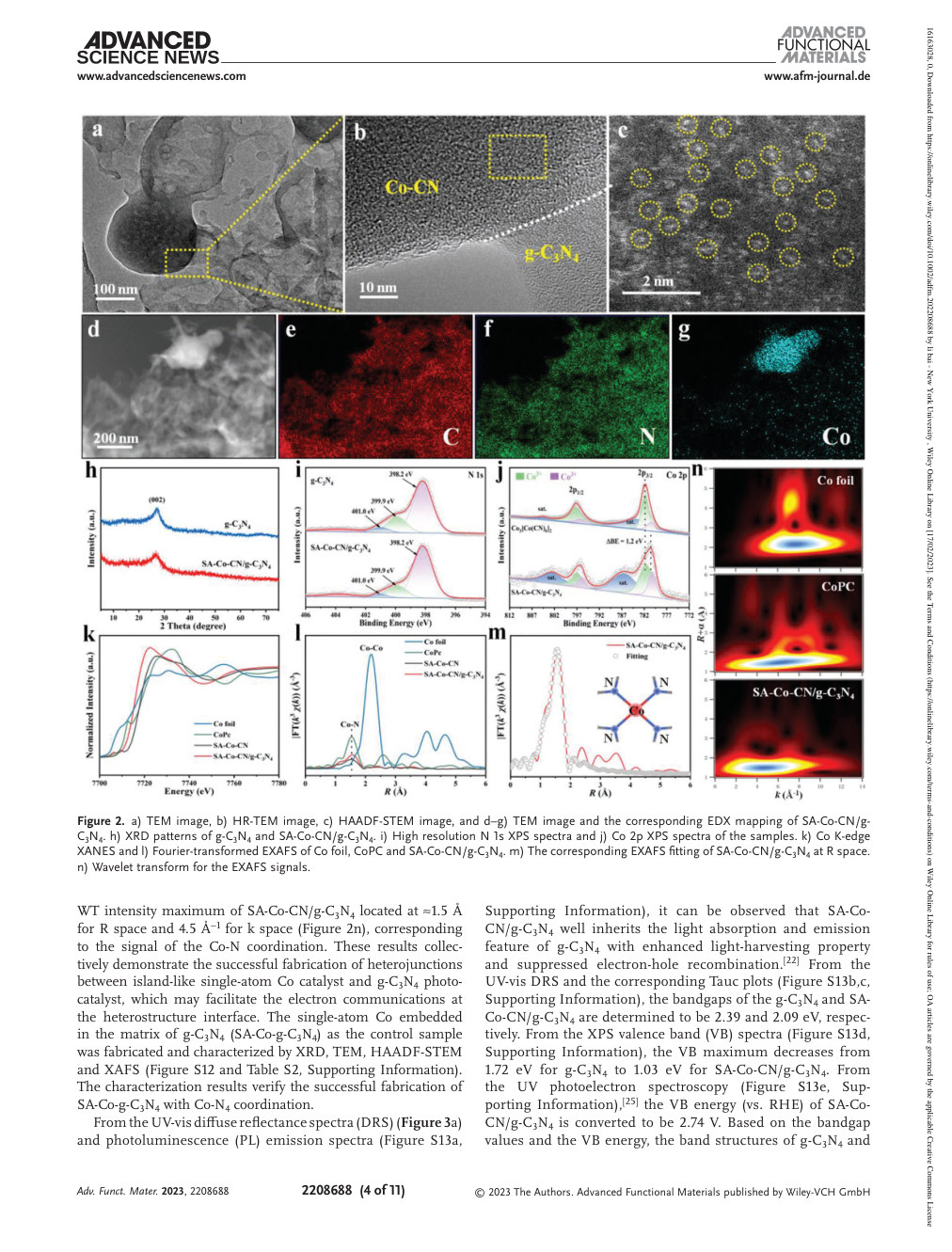 XAFS spectra and related characterization from the original publication (Figure 2, PDF page 4).